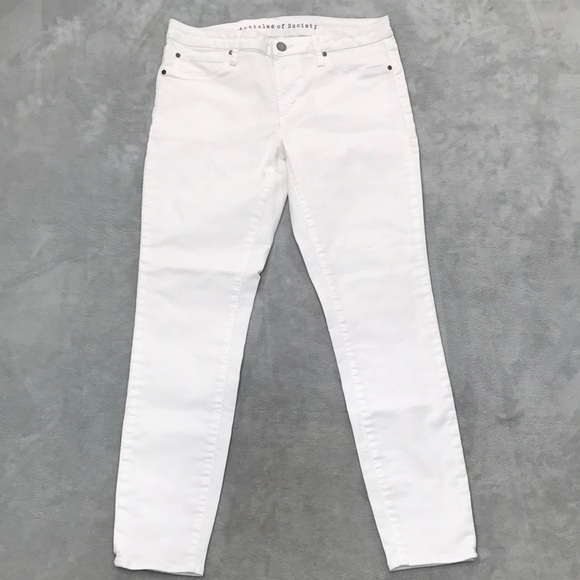 Articles Of Society Denim - Articles of Society "Sarah" White Mid-Rise Skinny Jeans 5350CR-910E Size  30